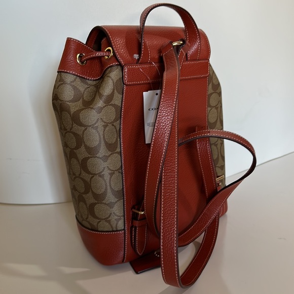 NWT COACH Snoopy PEANUT DEMPSEY Drawstring Backpack Signature Canvas wallet Set - Picture 9 of 14